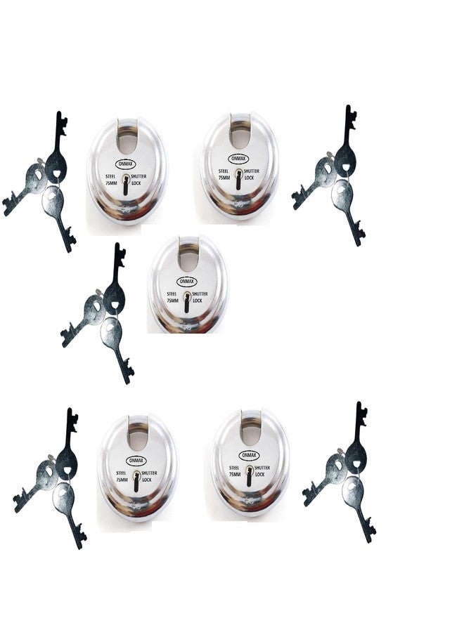 ONMAX Steel Regular Shutter Round Lock, 75mm, 7 Levers with Heavy and for Home, Office and Shop (SRSL75N2) - Image 1